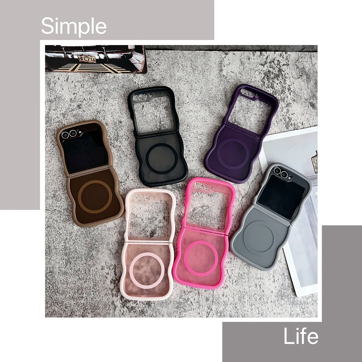 Magnetic transparent phone case for Samsung Z Flip foldable model with colour options