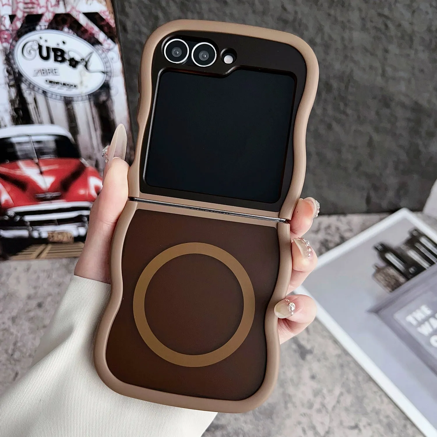 Magnetic transparent phone case for Samsung Z Flip foldable model with colour options