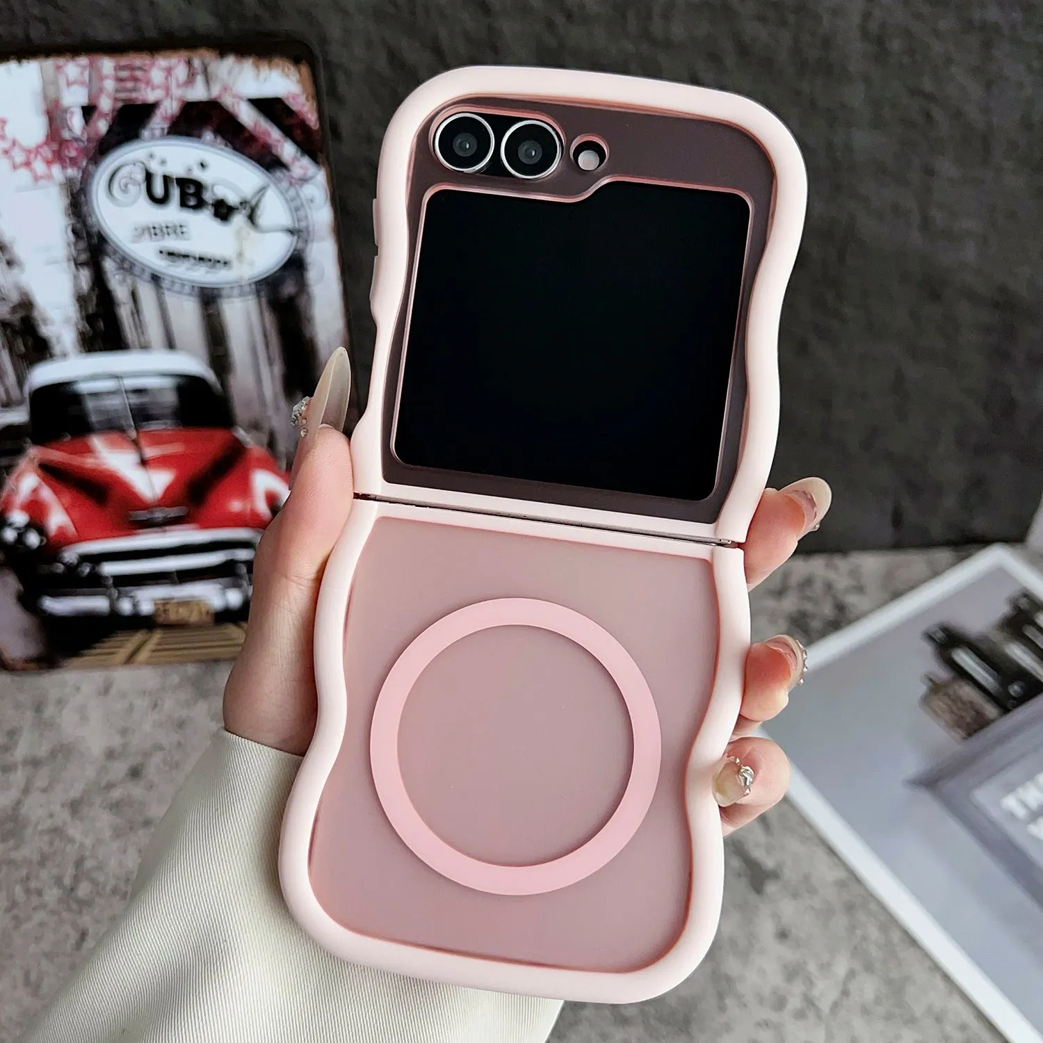 Magnetic transparent phone case for Samsung Z Flip foldable model with colour options