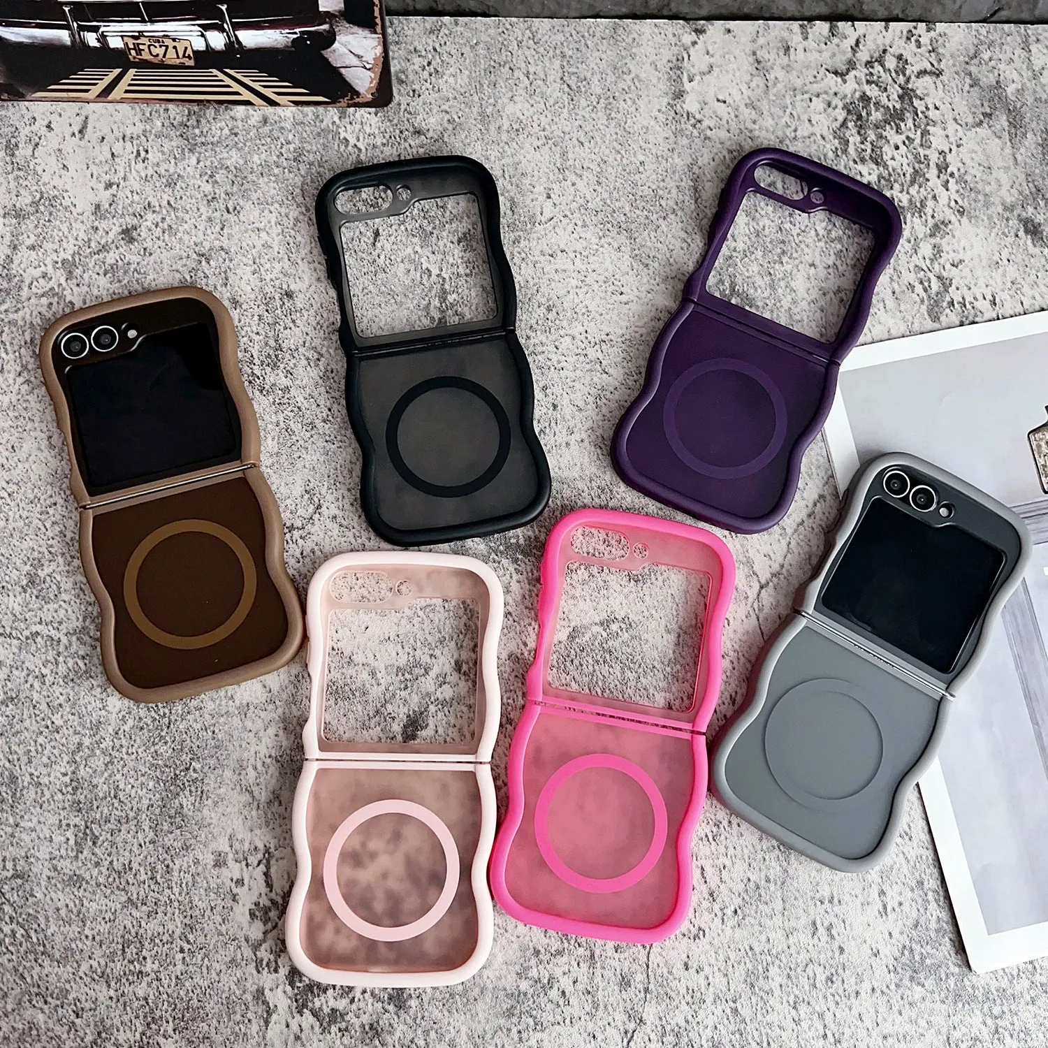 Magnetic transparent phone case for Samsung Z Flip foldable model with colour options
