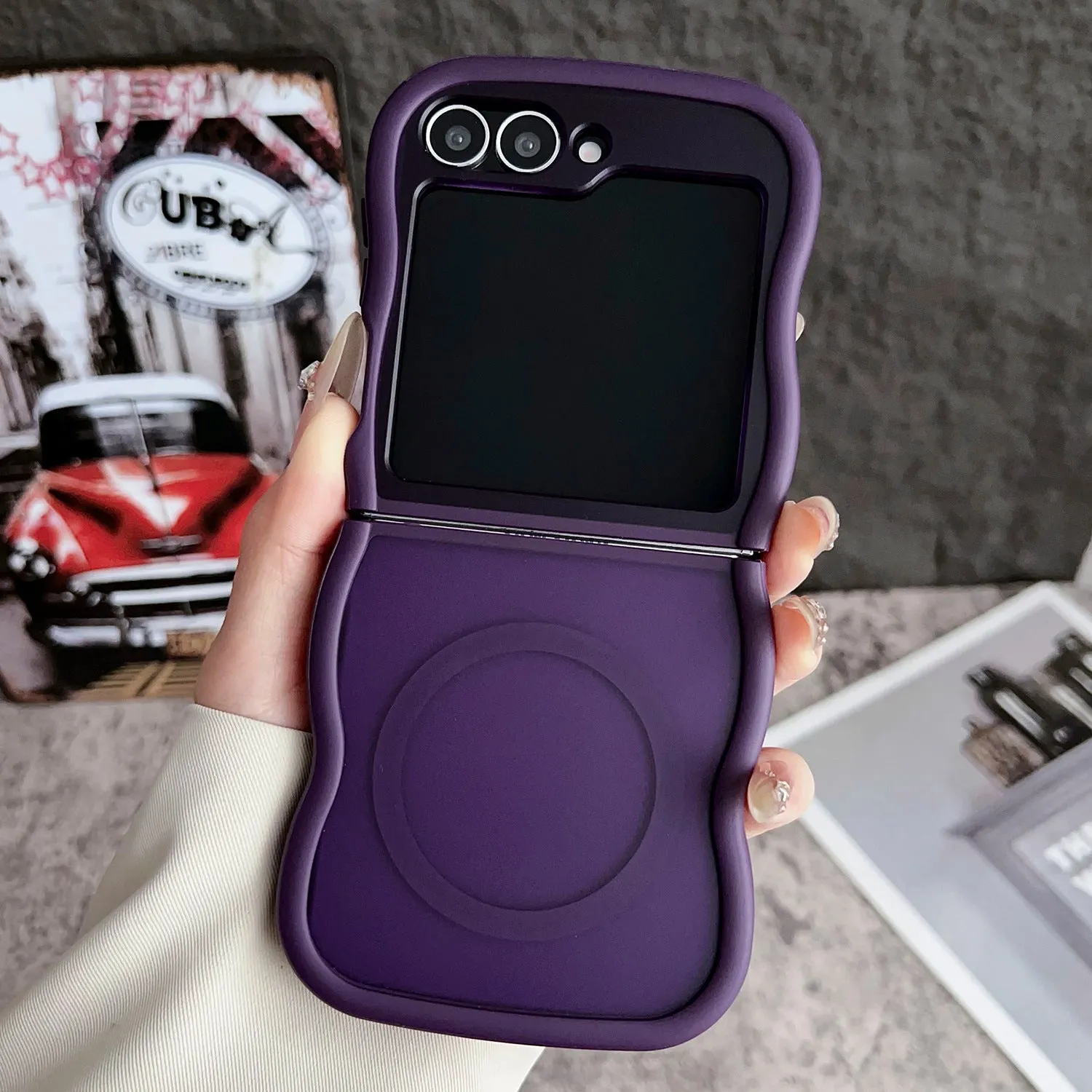 Magnetic transparent phone case for Samsung Z Flip foldable model with colour options
