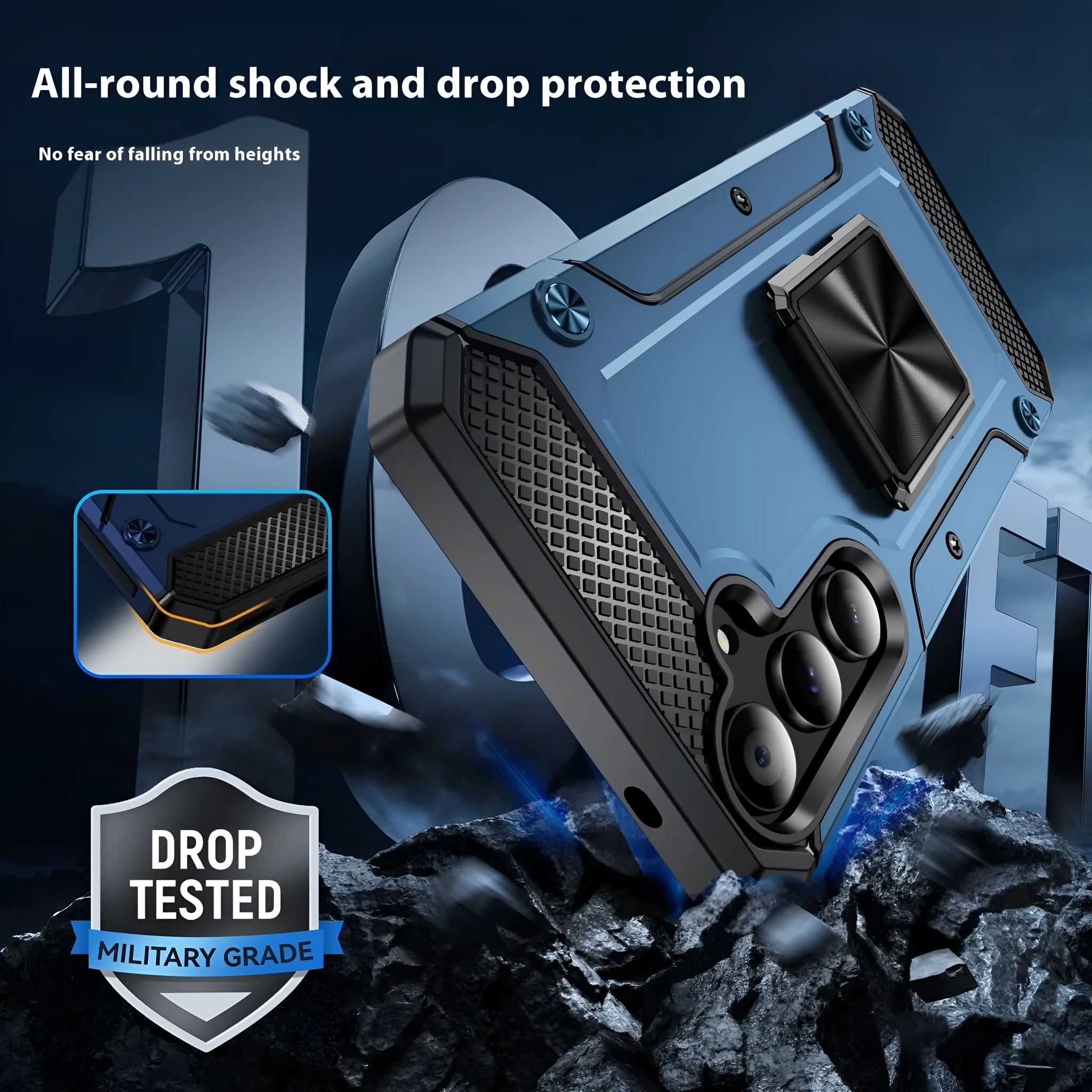 Anti drop magnetic rotating wristband phone case for Samsung A05S A15 A24 A25 A35 A55 in black