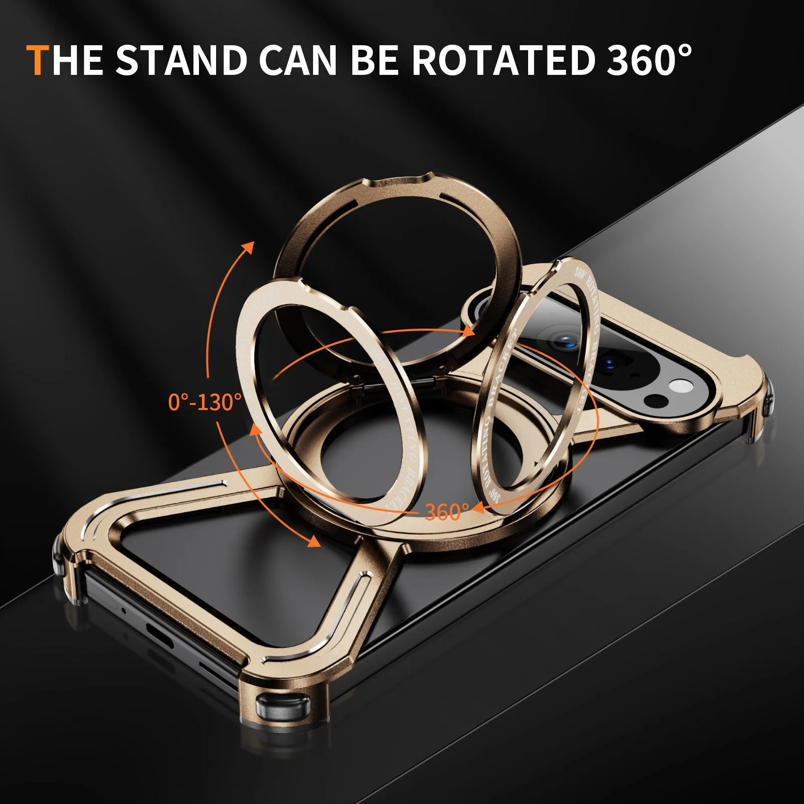 Black metal magnetic rotating bracket phone case for Google Pixel 9 Pro