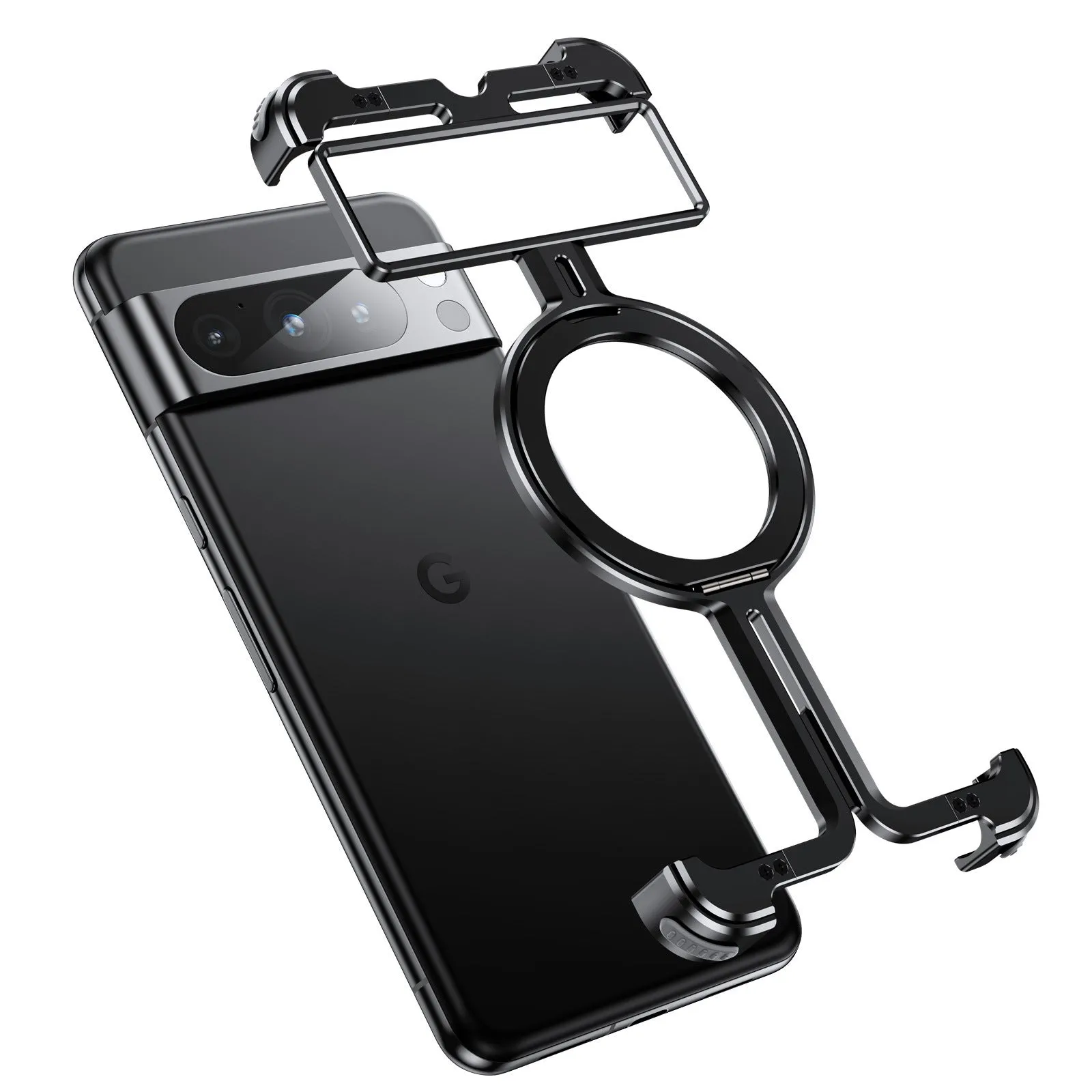 Aluminium alloy phone case with rotatable bracket for Google Pixel9pro Fold, black upgraded version