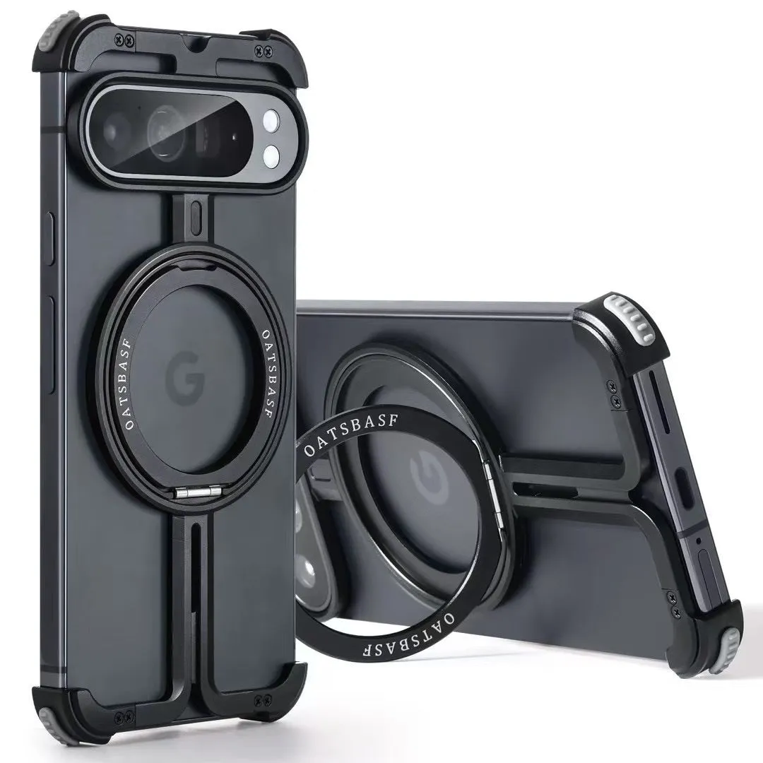 Aluminium alloy phone case with rotatable bracket for Google Pixel9pro Fold, black upgraded version