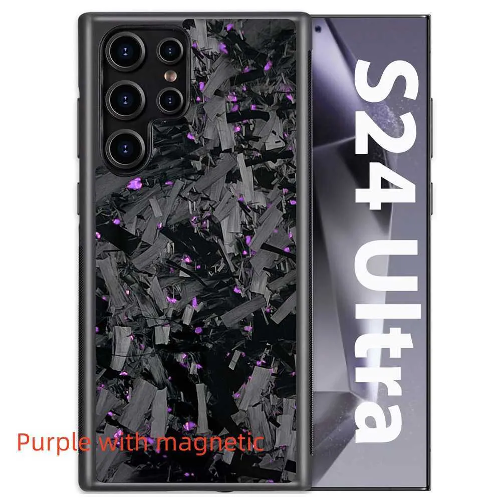 Forged carbon fiber phone case for Samsung S24 Ultra in black showing shockproof protective sleeve design