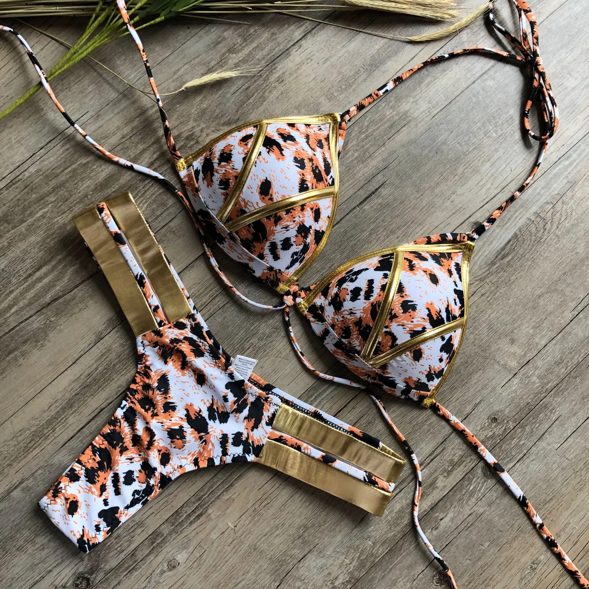Women's bronzing bikini set with removable pads and no underwire in multiple colour options