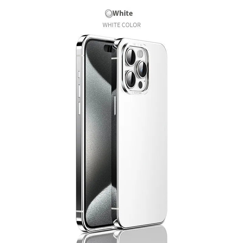 Magnetic suction stainless steel acrylic half pack phone case for iPhone in black with laser finish