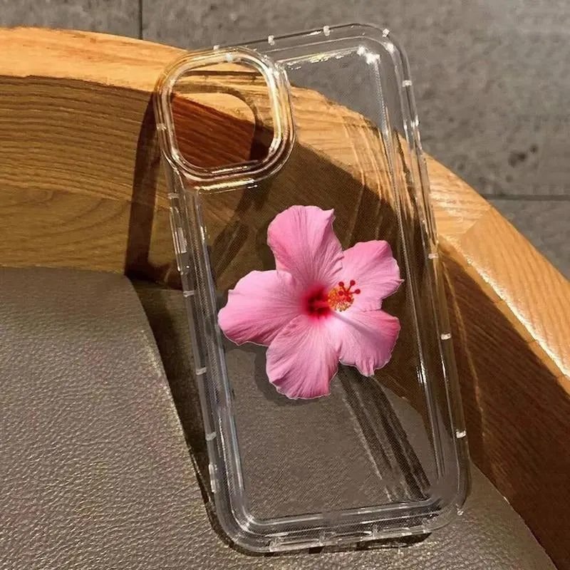 All-inclusive TPU phone case with lily flower print in multiple colours for iPhone shockproof protection