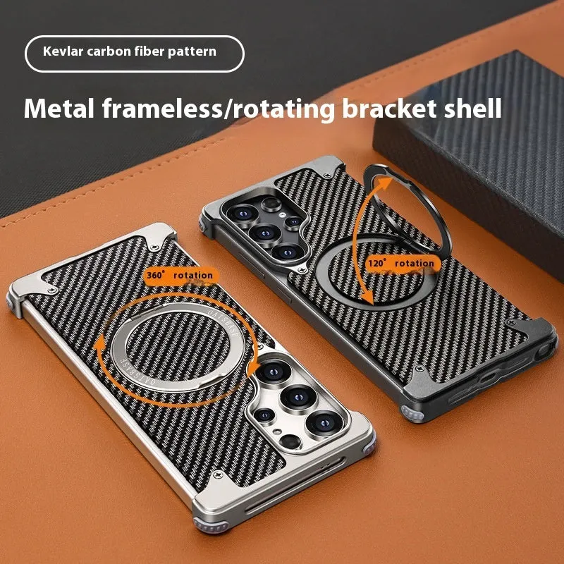 Shatter-resistant carbon fiber phone shell for Samsung S24 Ultra, metal electroplating finish, black colour