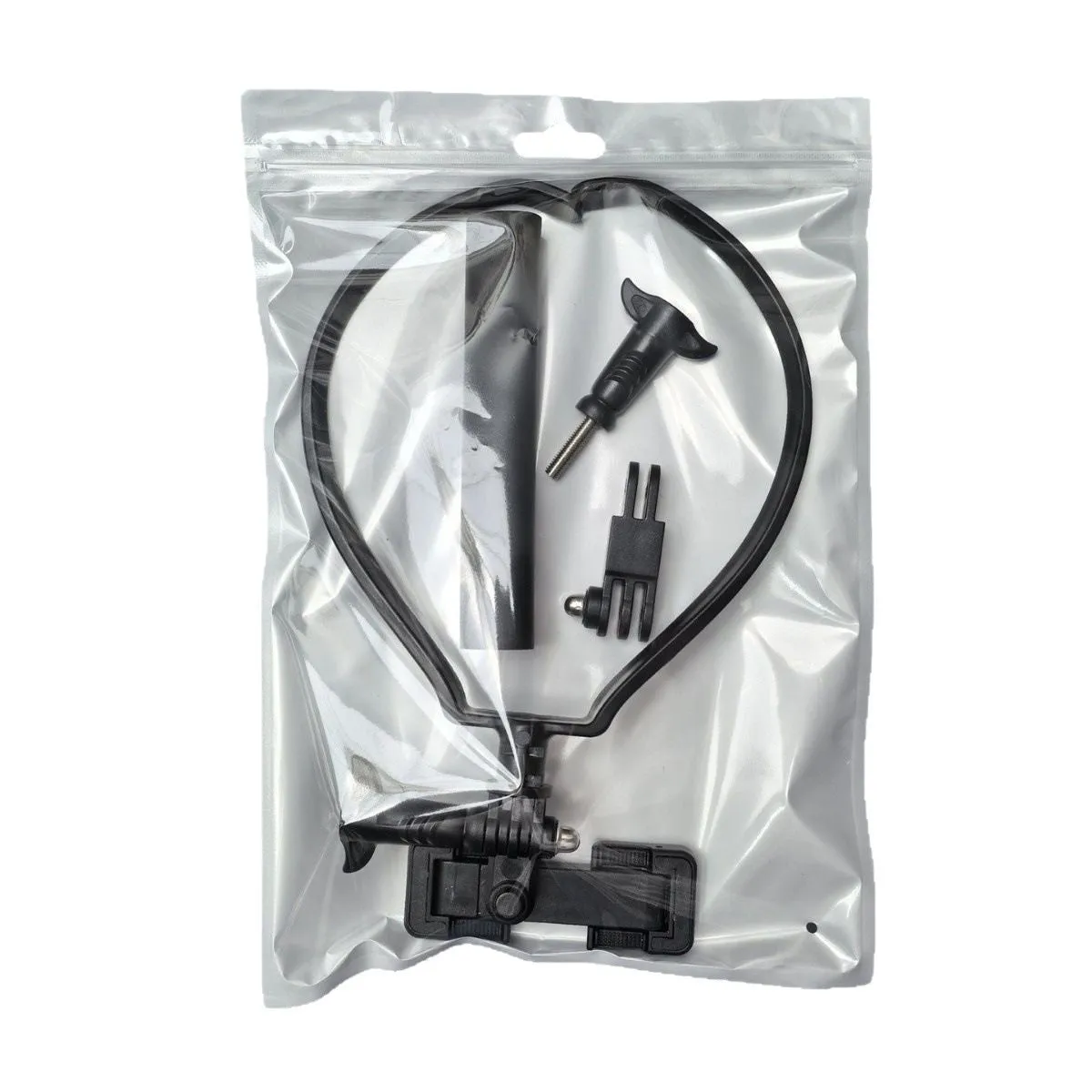 Black plastic cell phone neck hanging bracket with anti slip cushion and extension for horizontal vertical shooting