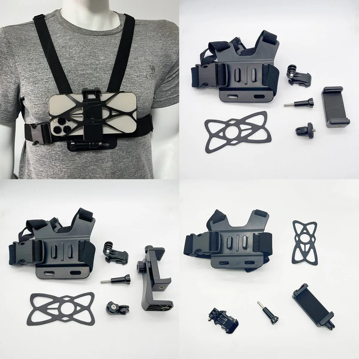 Chest fixation phone holder with plastic elastic band for sports camera hands-free recording