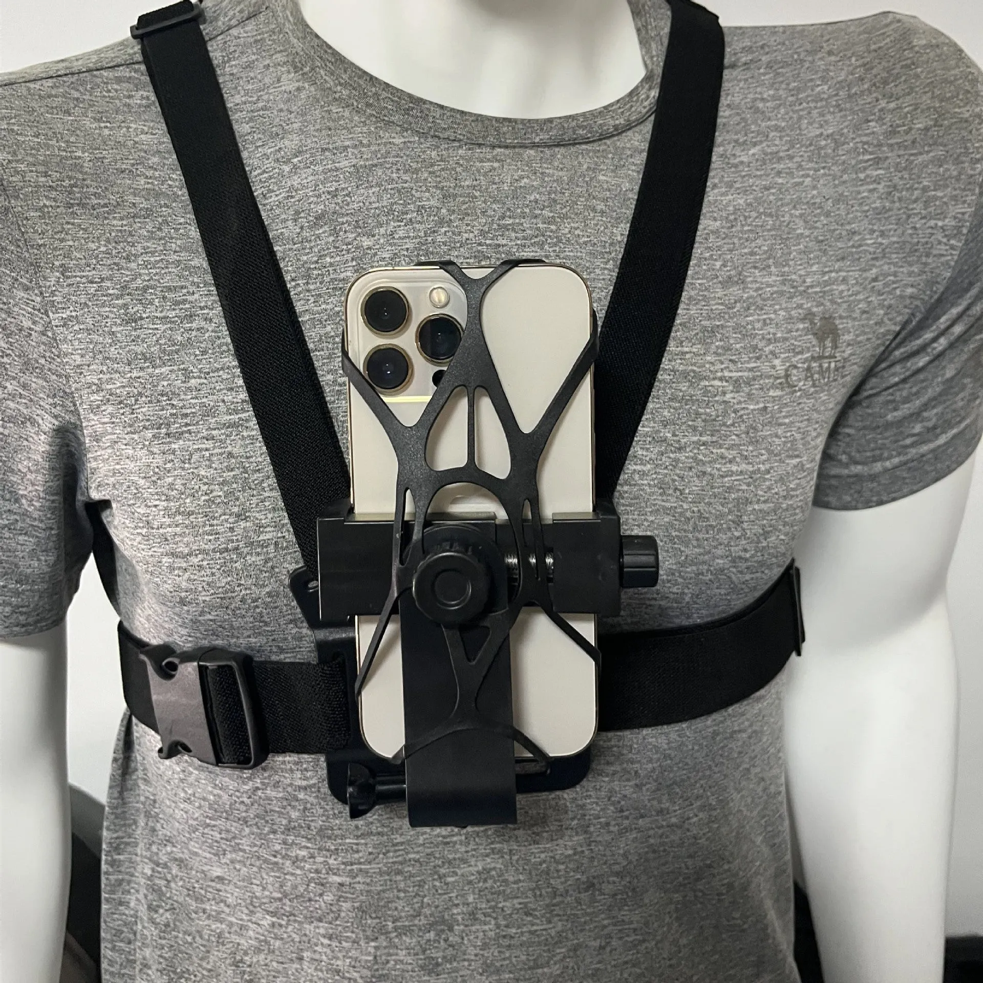 Chest fixation phone holder with plastic elastic band for sports camera hands-free recording