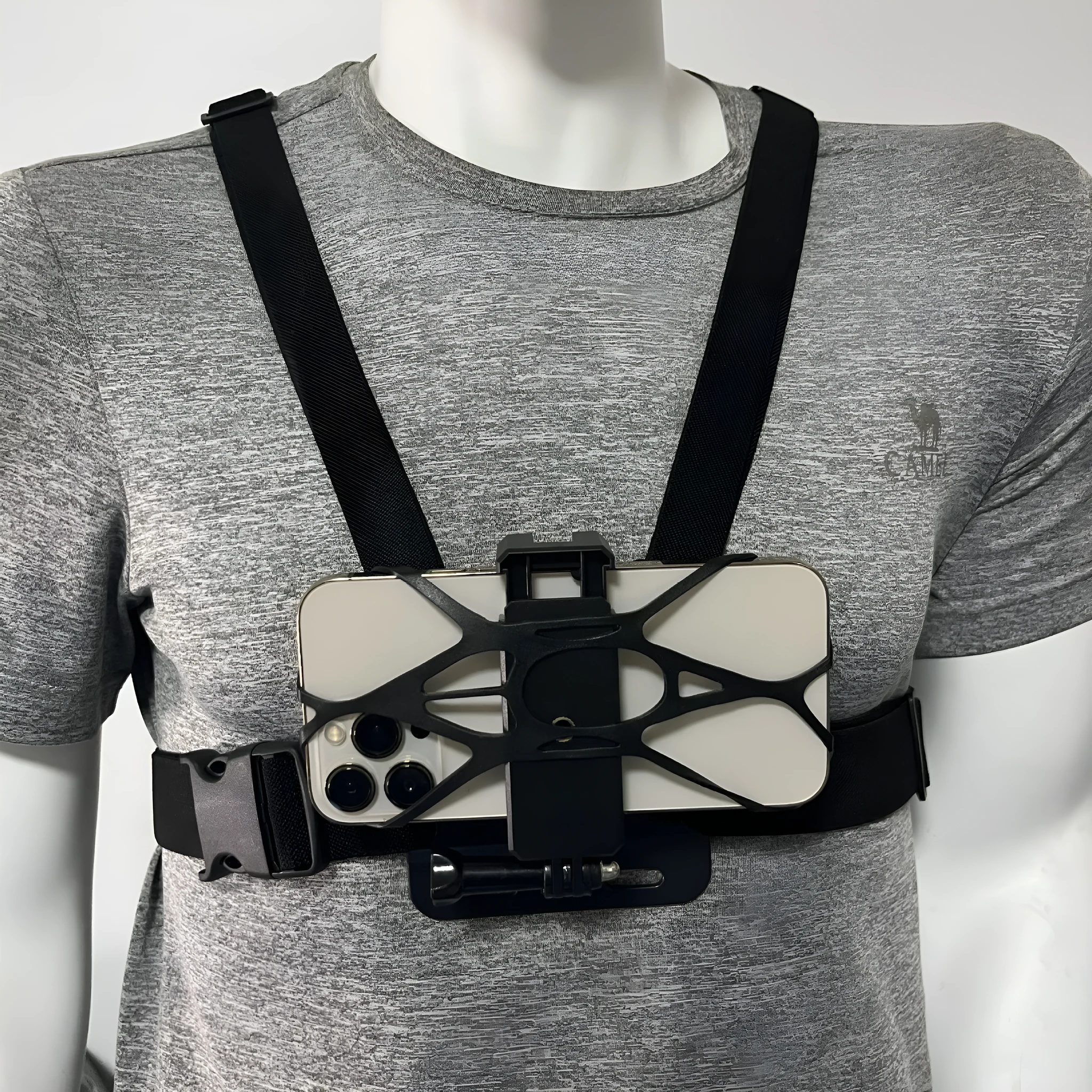 Chest fixation phone holder with plastic elastic band for sports camera hands-free recording