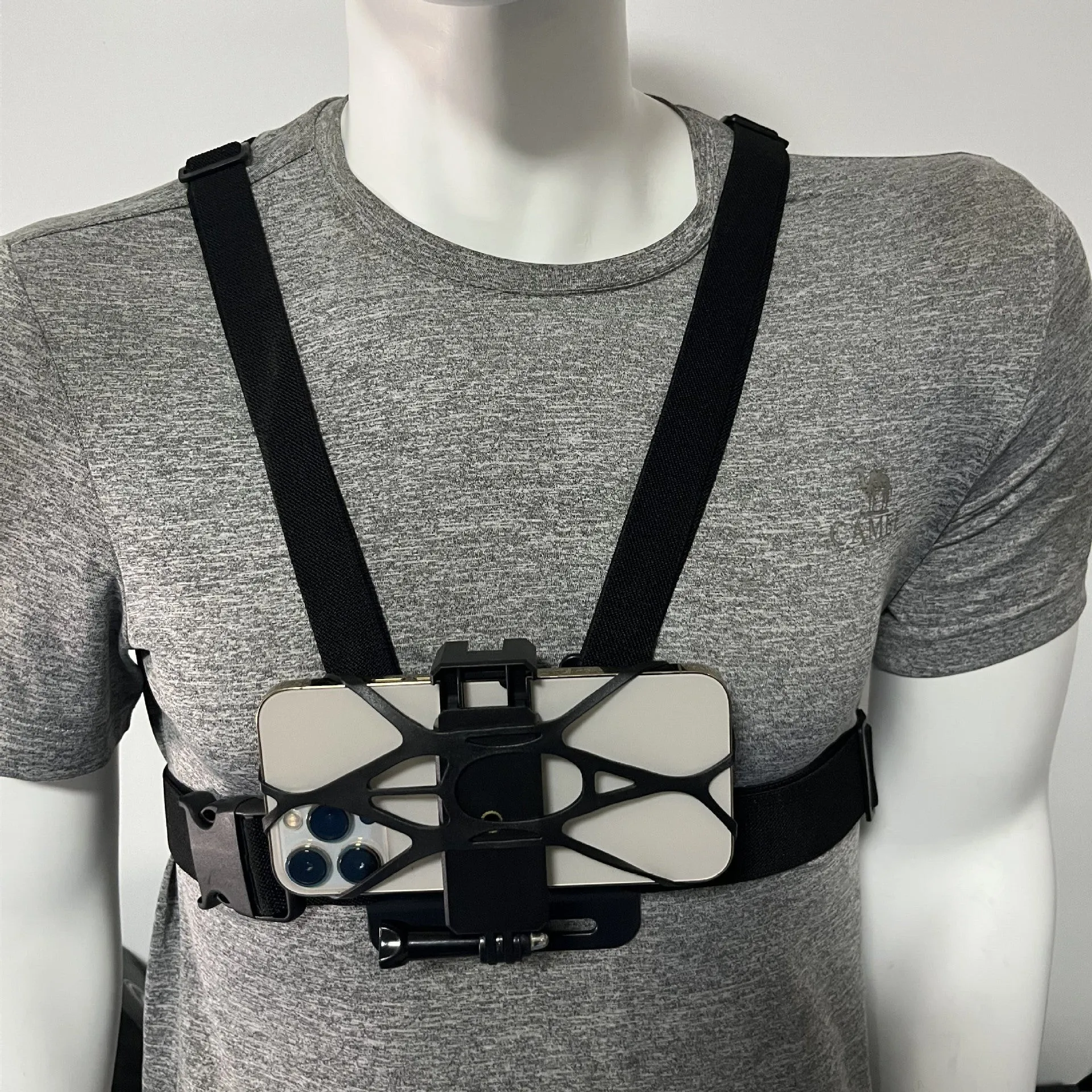 Chest fixation phone holder with plastic elastic band for sports camera hands-free recording