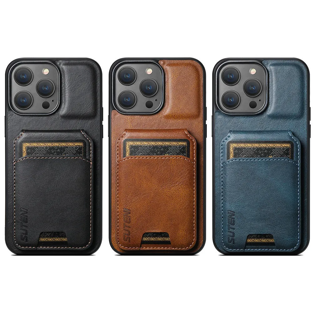H02 Black PU leather card phone case with kickstand for iPhone, handmade TPU bumper wallet case