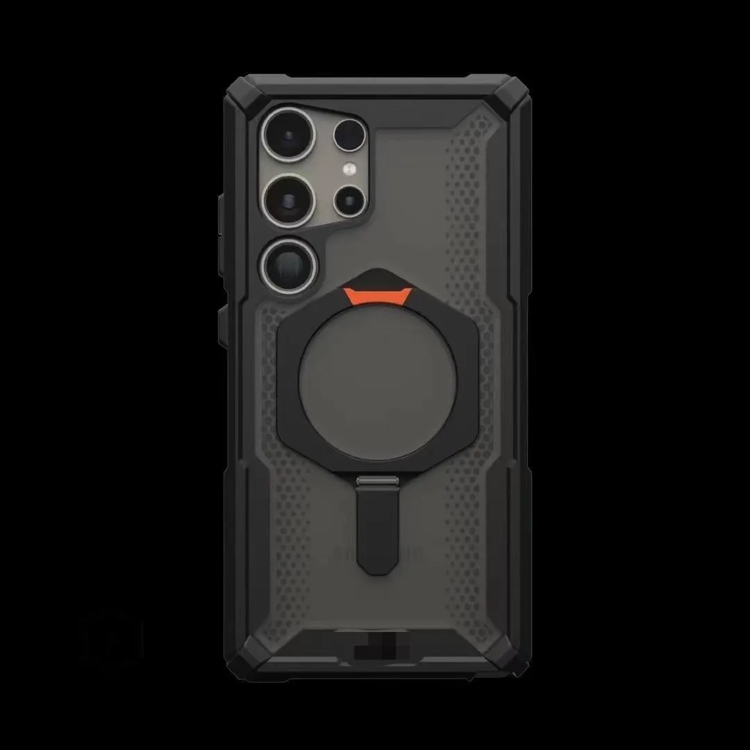 Drop-resistant magnetic suction phone case with bracket for Samsung S25 Ultra, black
