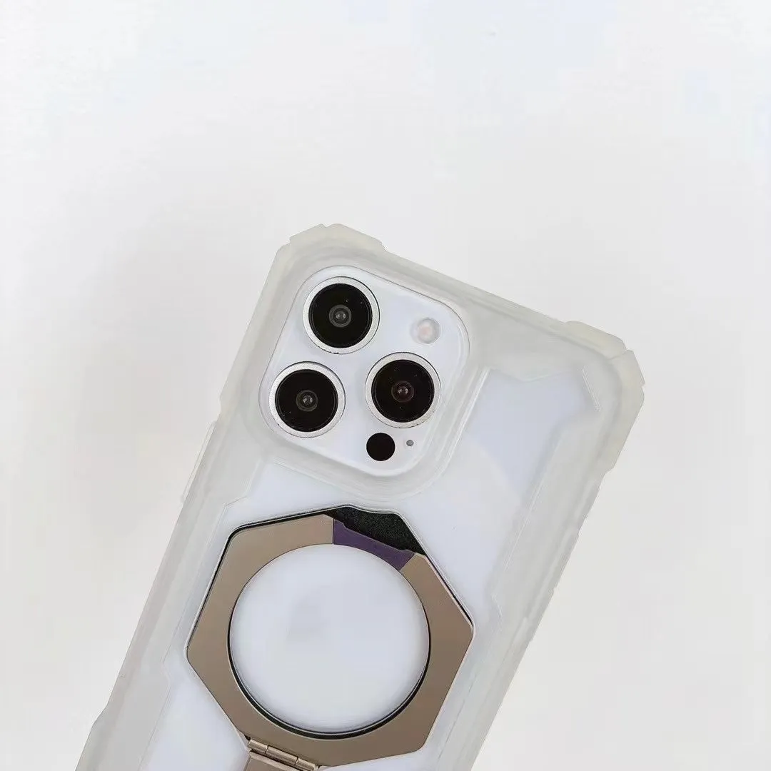 Drop-resistant magnetic suction phone case with bracket for Samsung S25 Ultra, black