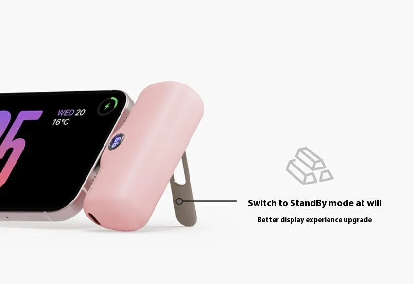 Capsule Power Bank 20W PD fast charging in black with built-in bracket