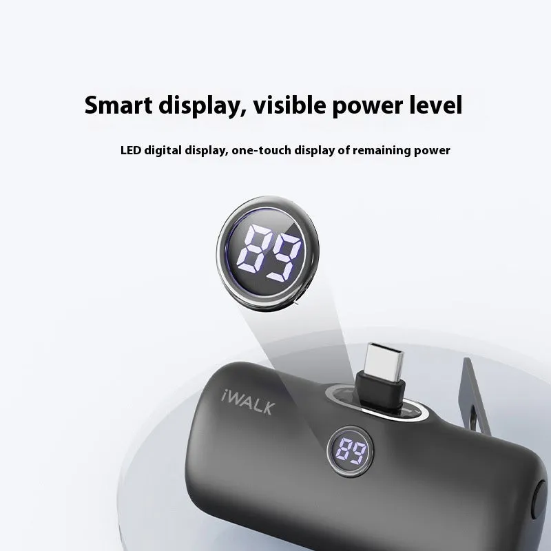 Capsule Power Bank 20W PD fast charging in black with built-in bracket