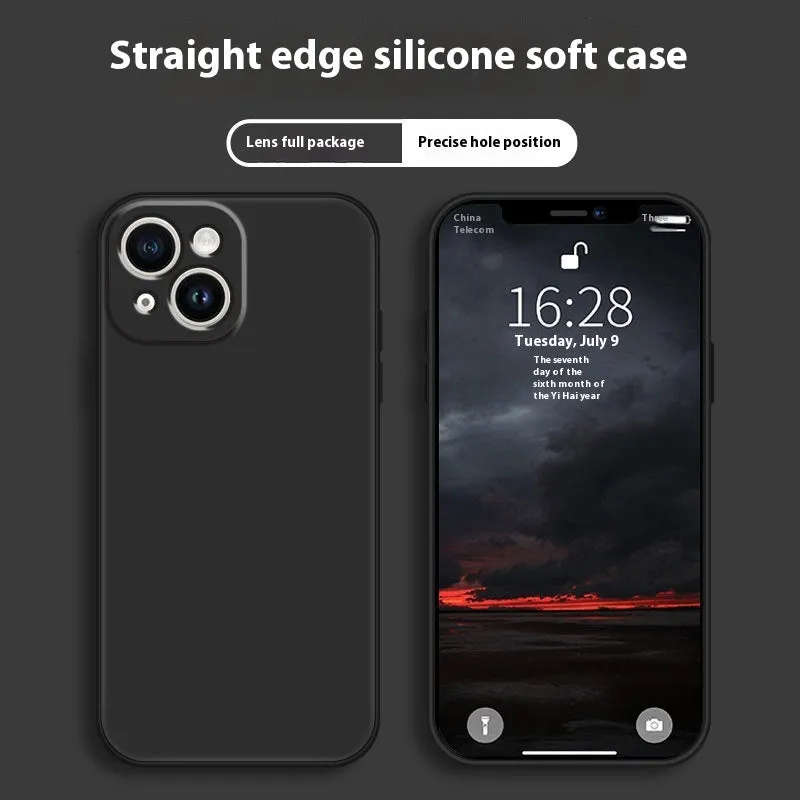Mobile phone silica gel protective shell in classic black for Apple iPhone, TPU shockproof case