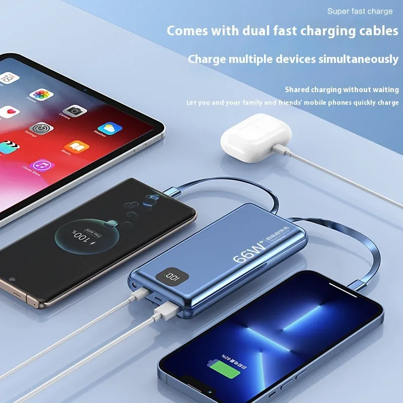 PD66W fast charge power bank 20000 mAh plastic shell cool black with cable
