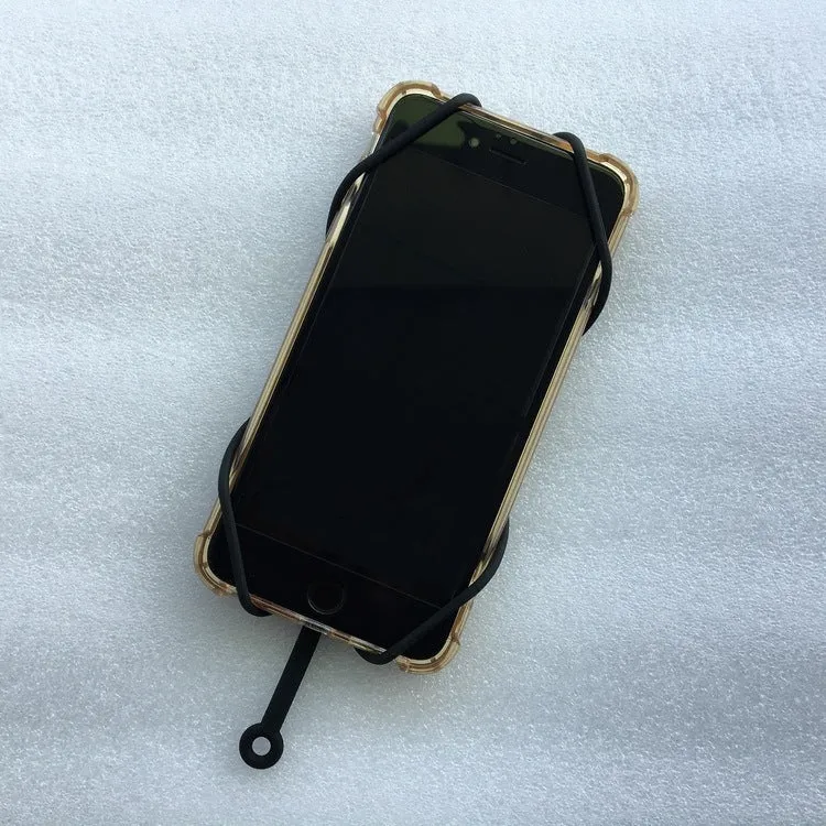 Universal silicone phone case with lanyard in black, suitable for 4 to 6.5 inch screens