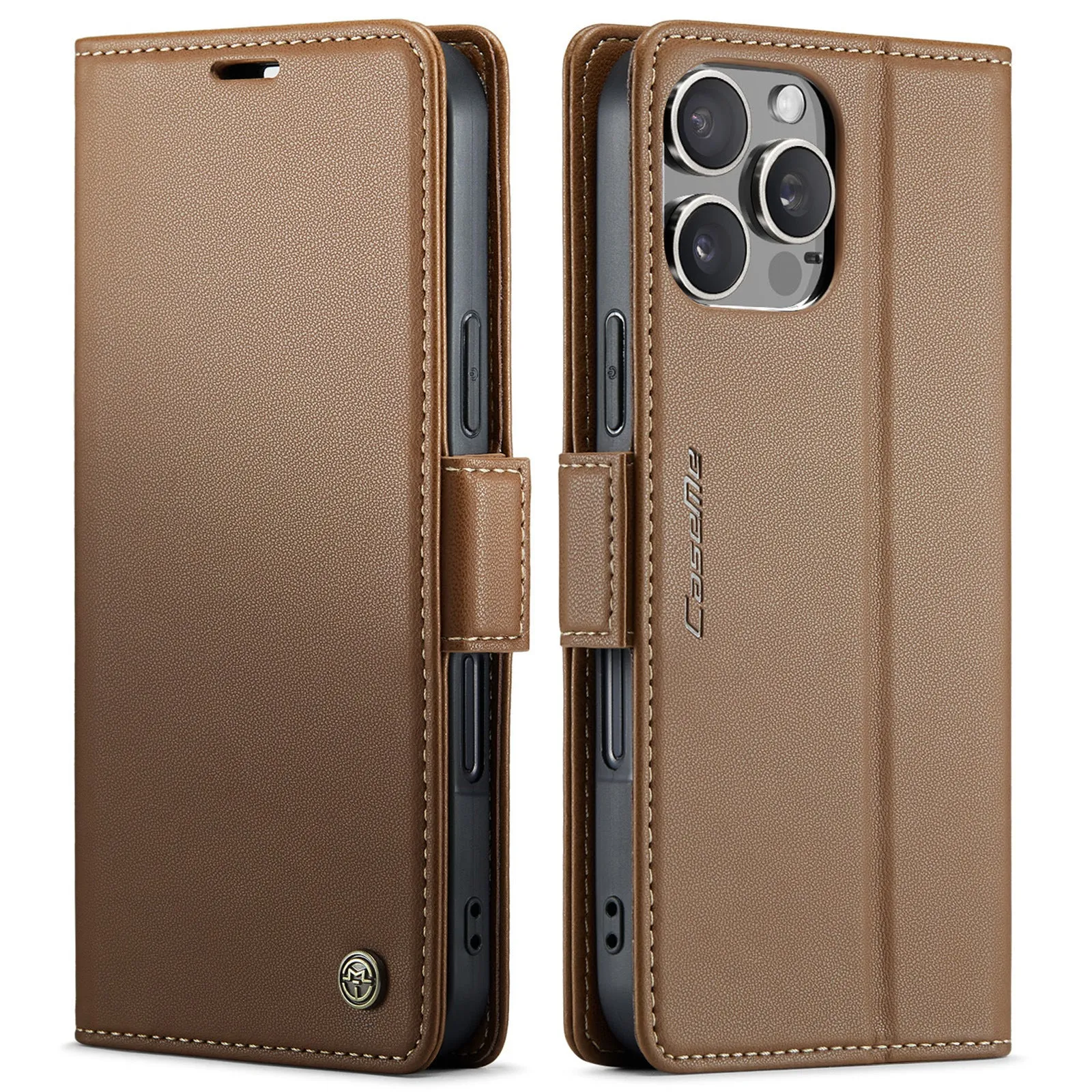 Black anti-theft TPU leather phone case with card slot and kickstand for iPhone model