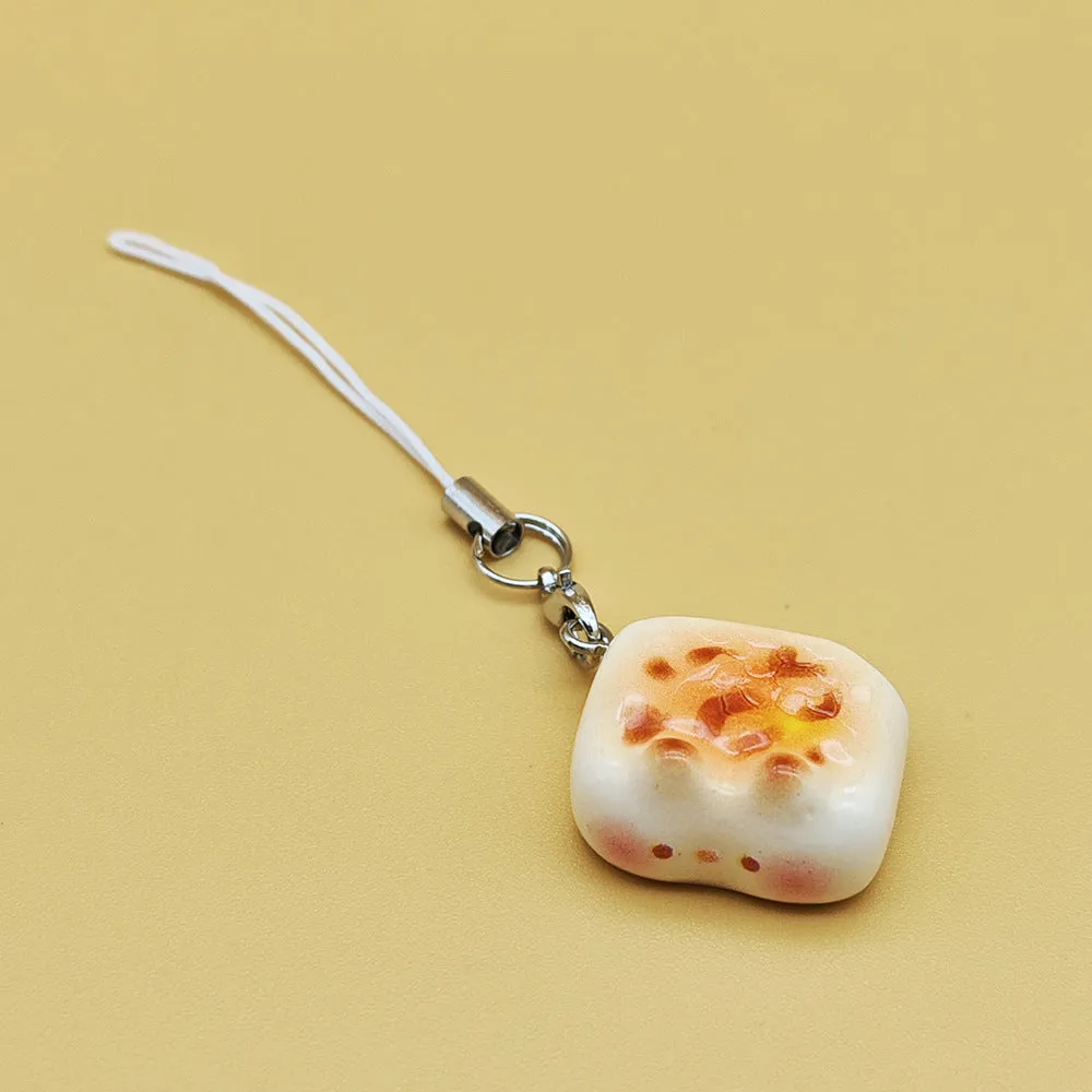 Cute kitten egg tart simulation mobile phone pendant cartoon decoration on phone