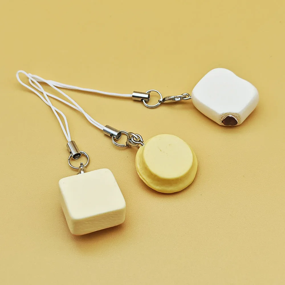 Cute kitten egg tart simulation mobile phone pendant cartoon decoration on phone