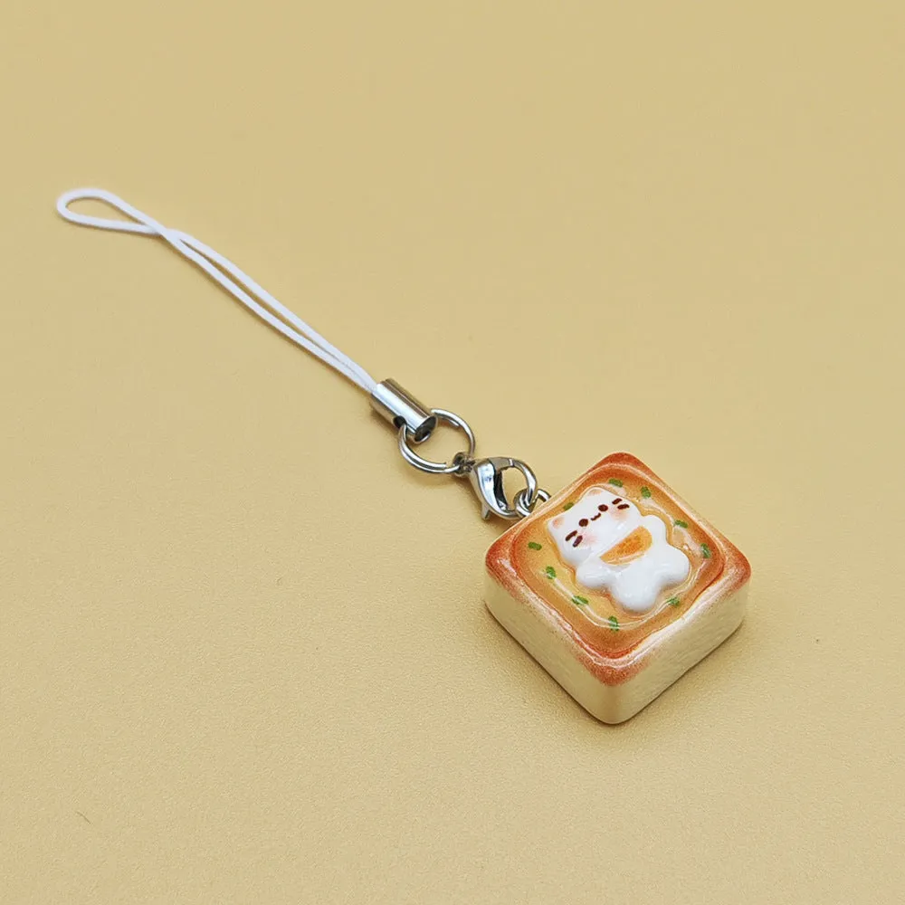 Cute kitten egg tart simulation mobile phone pendant cartoon decoration on phone
