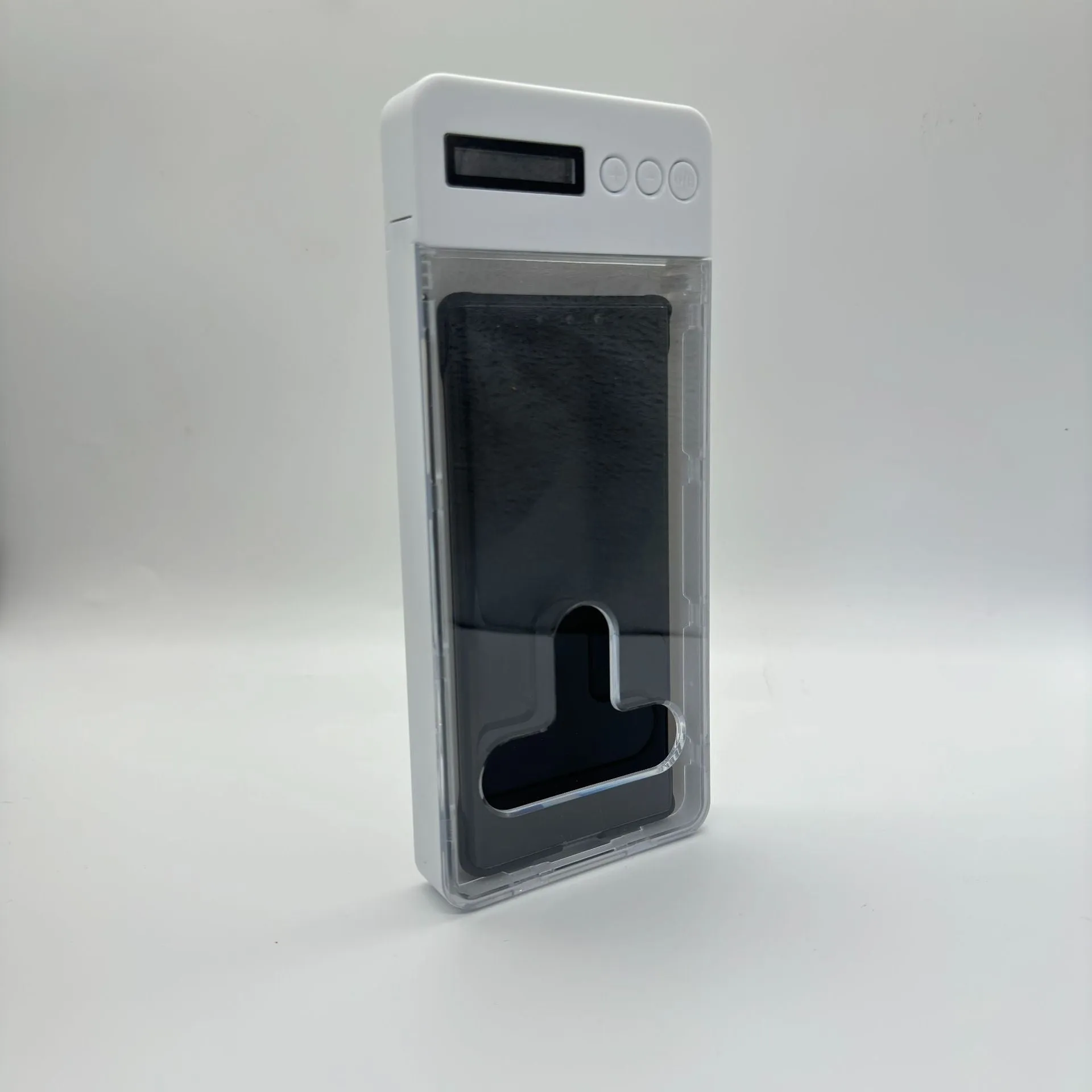 White stainless steel timing mobile phone self-discipline box with rechargeable feature