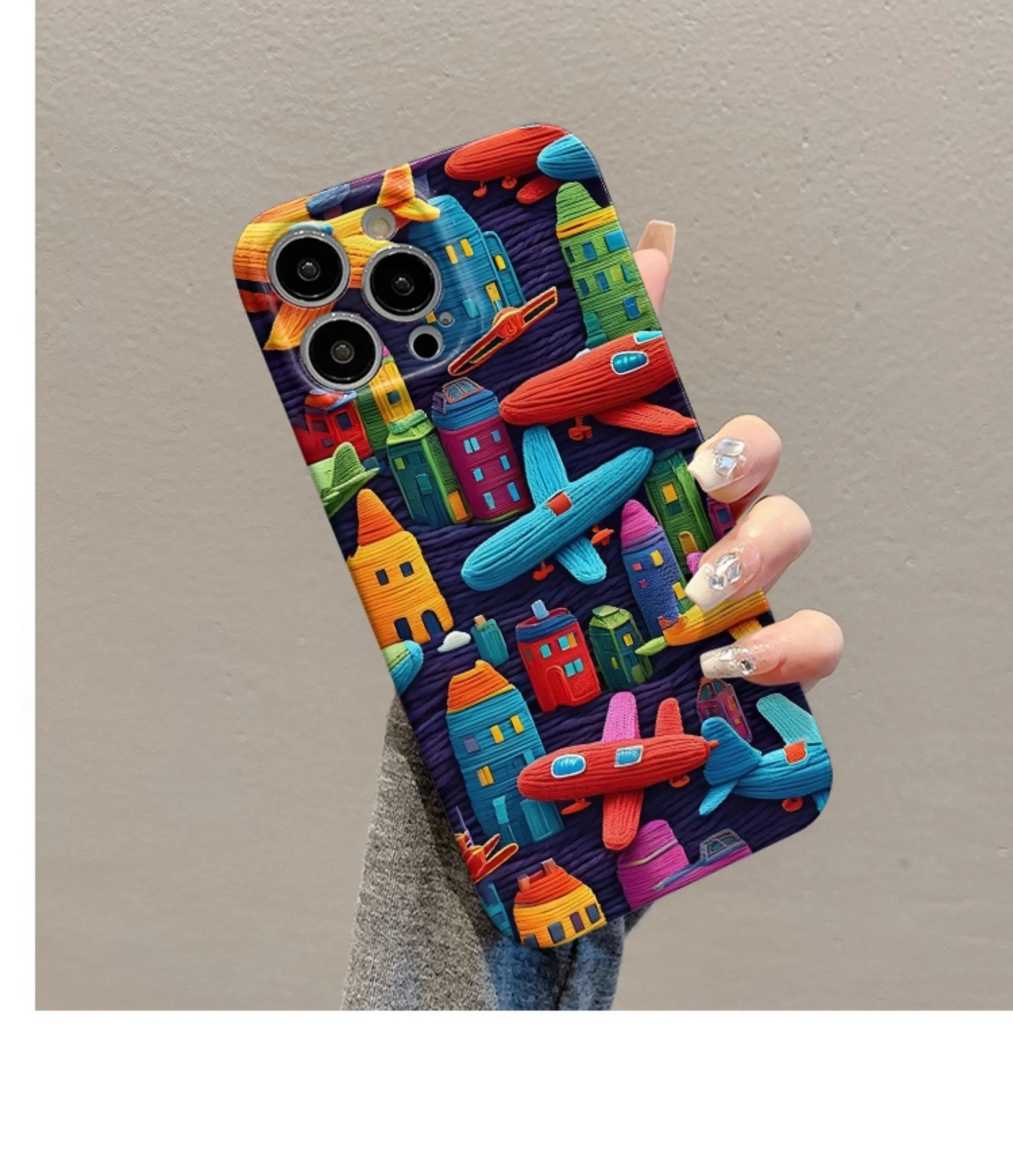 Oil painting minimalist airplane print TPU phone case for iPhone with fall protection
