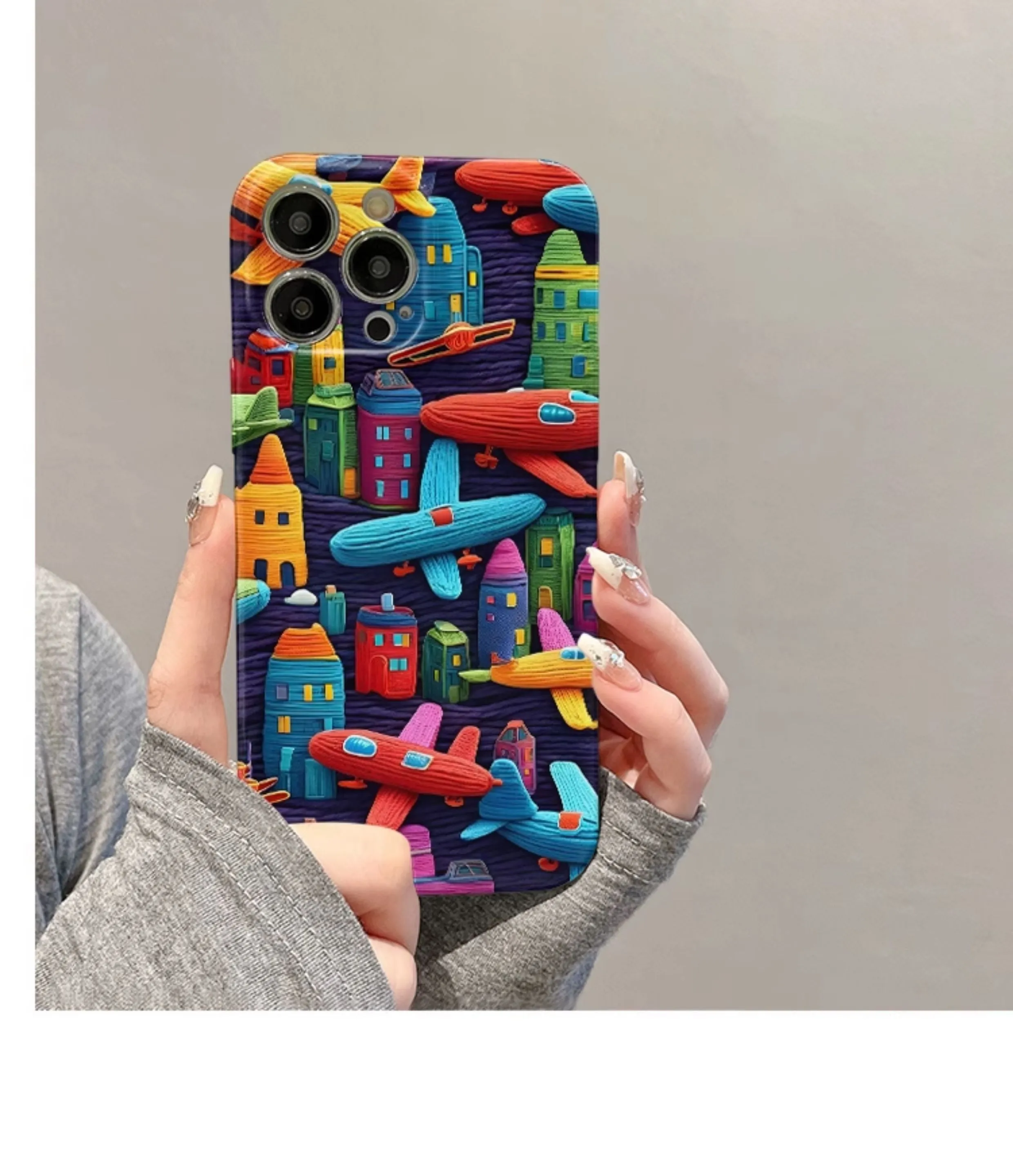 Oil painting minimalist airplane print TPU phone case for iPhone with fall protection