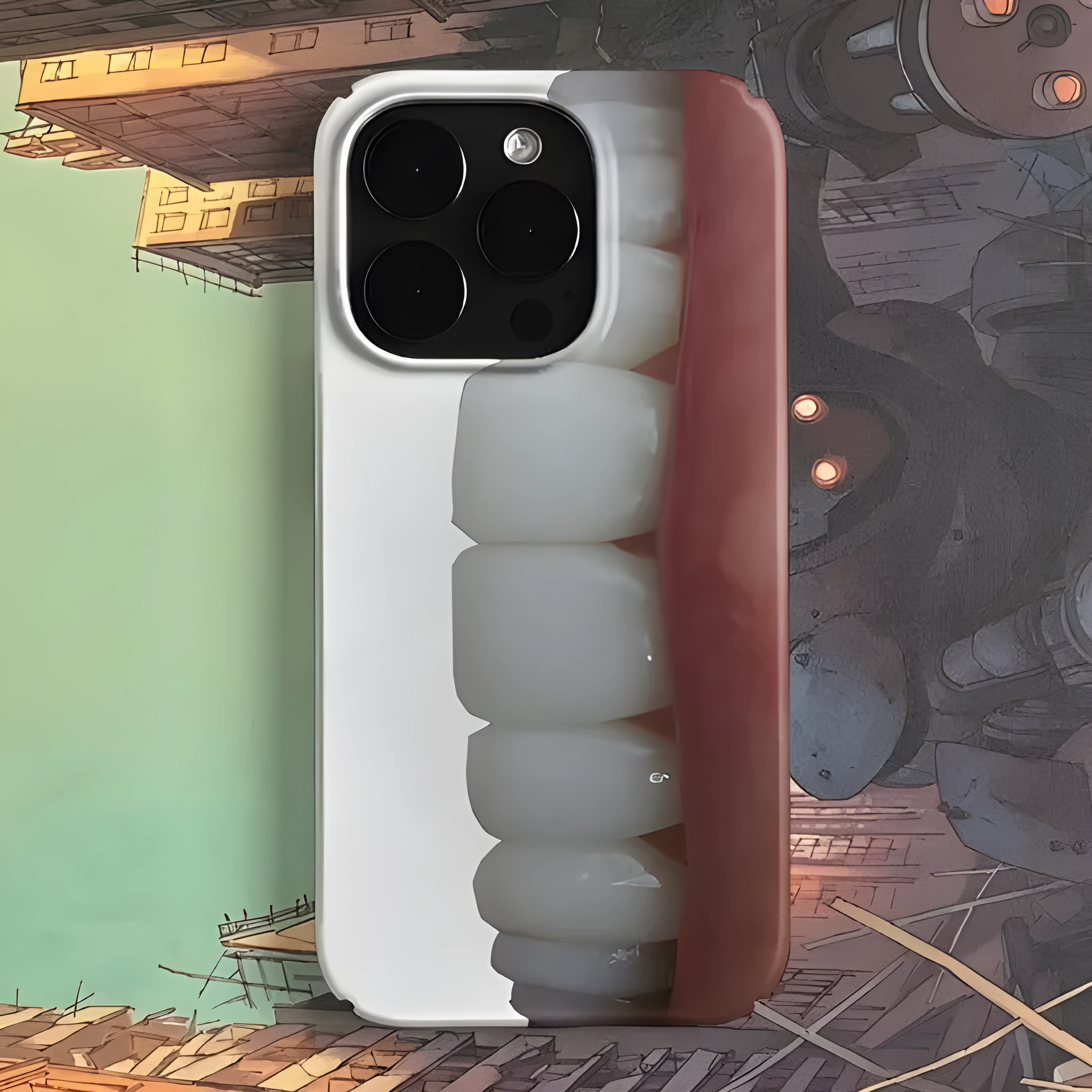 Tooth creative art trend phone case for iPhone with glossy hard shell and large hole design