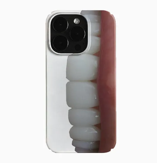 Tooth creative art trend phone case for iPhone with glossy hard shell and large hole design
