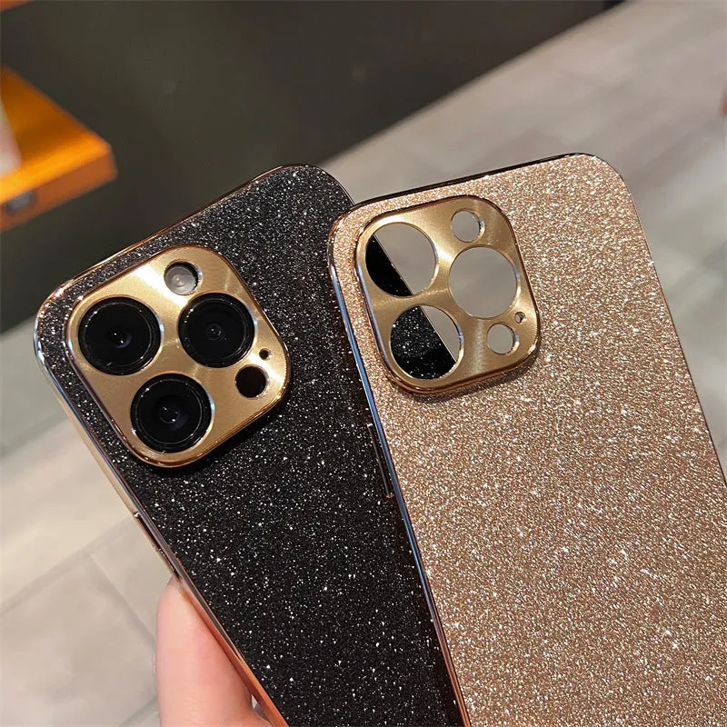 Electroplated star diamond glitter hard PC phone case in violet with reflective metal CD pattern