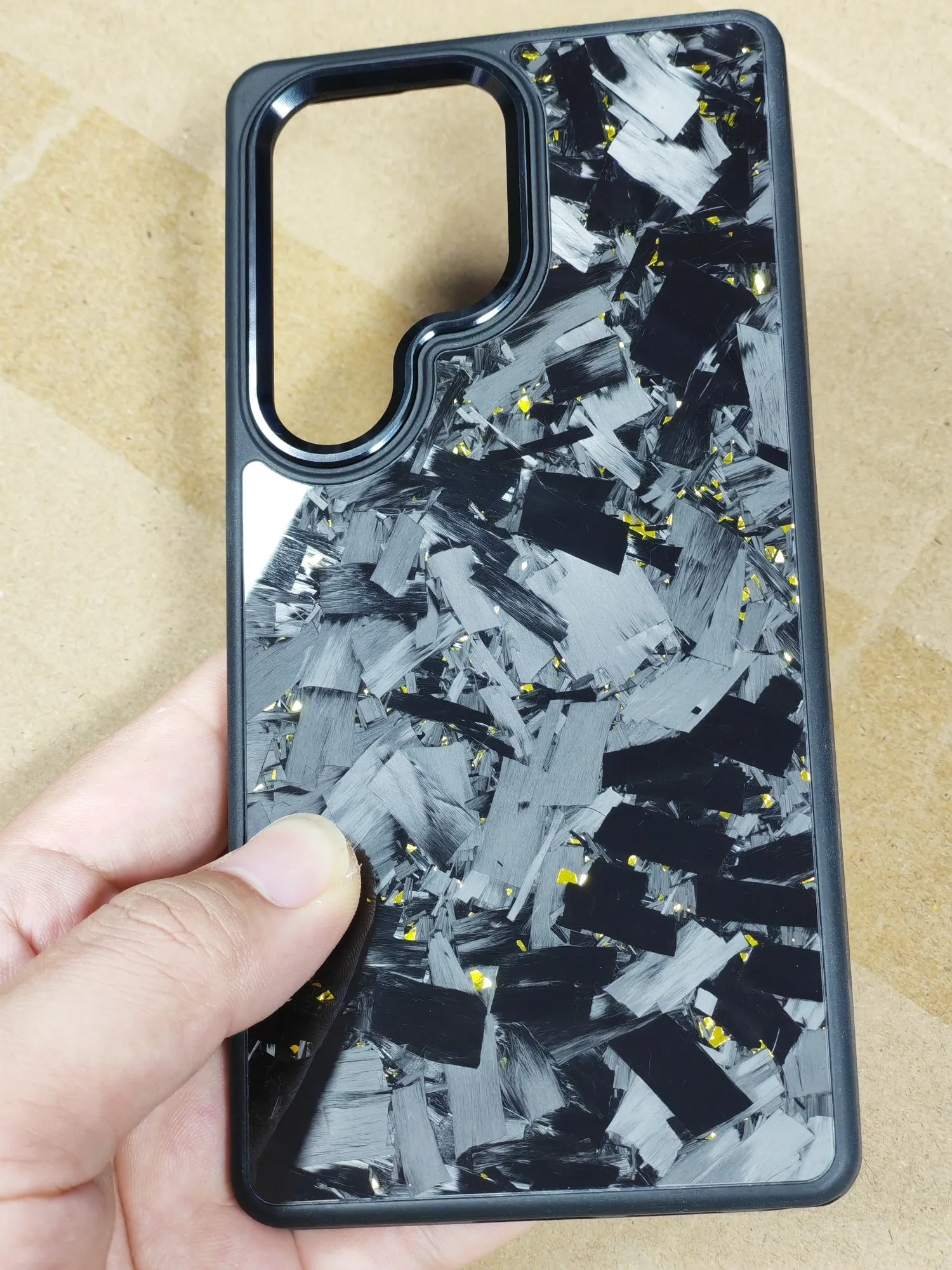 Carbon fibre forged phone case for Samsung S24 Ultra, black without magnetic, shockproof protective sleeve