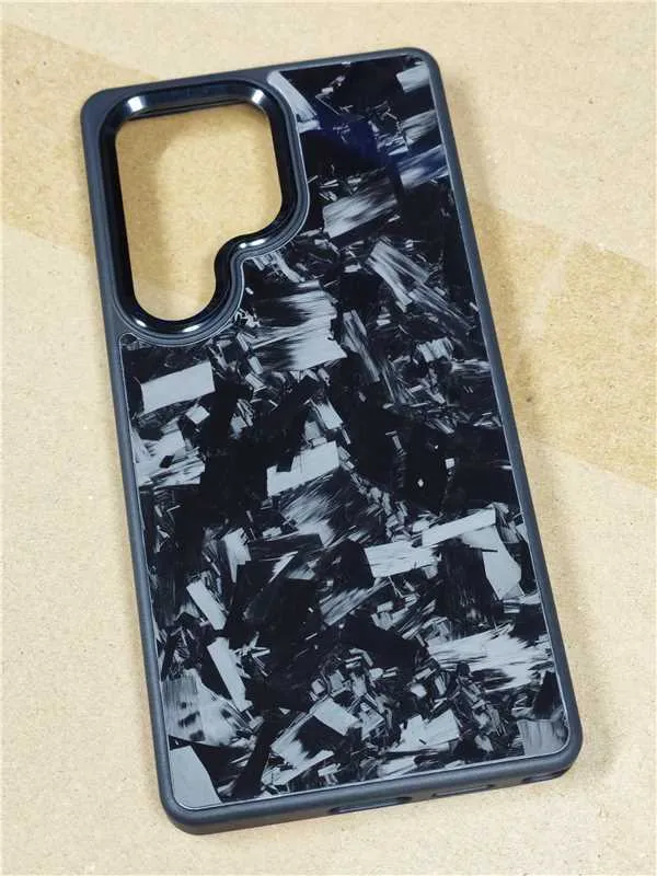 Carbon fibre forged phone case for Samsung S24 Ultra, black without magnetic, shockproof protective sleeve