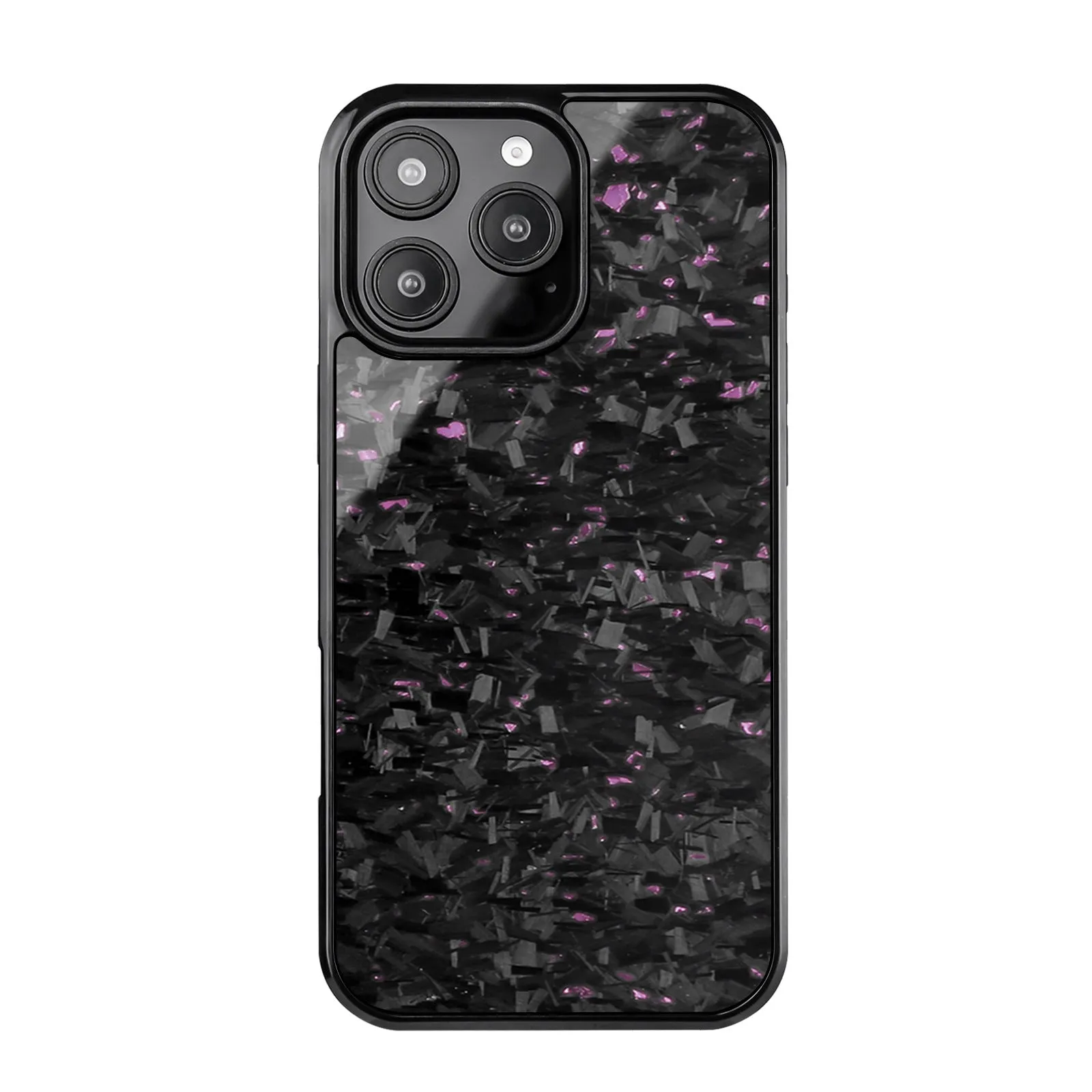 Carbon fiber magnetic forging twill phone case for iPhone 16 Pro Max, black, half-pack design showing textured surface