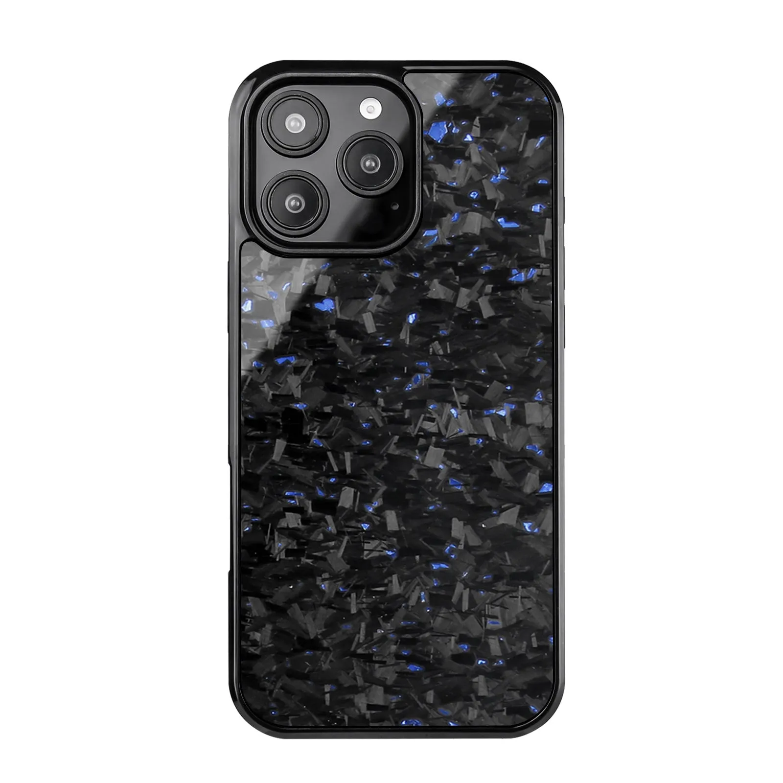Carbon fiber magnetic forging twill phone case for iPhone 16 Pro Max, black, half-pack design showing textured surface