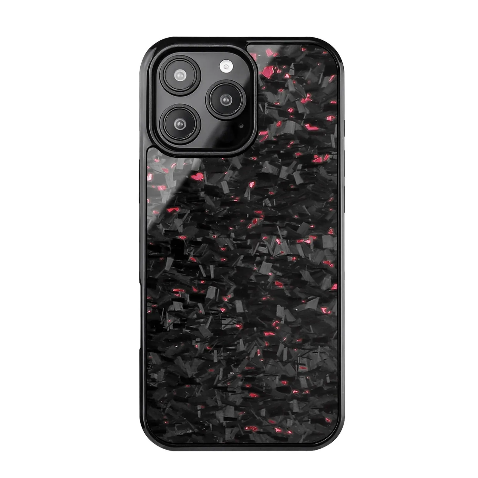 Carbon fiber magnetic forging twill phone case for iPhone 16 Pro Max, black, half-pack design showing textured surface