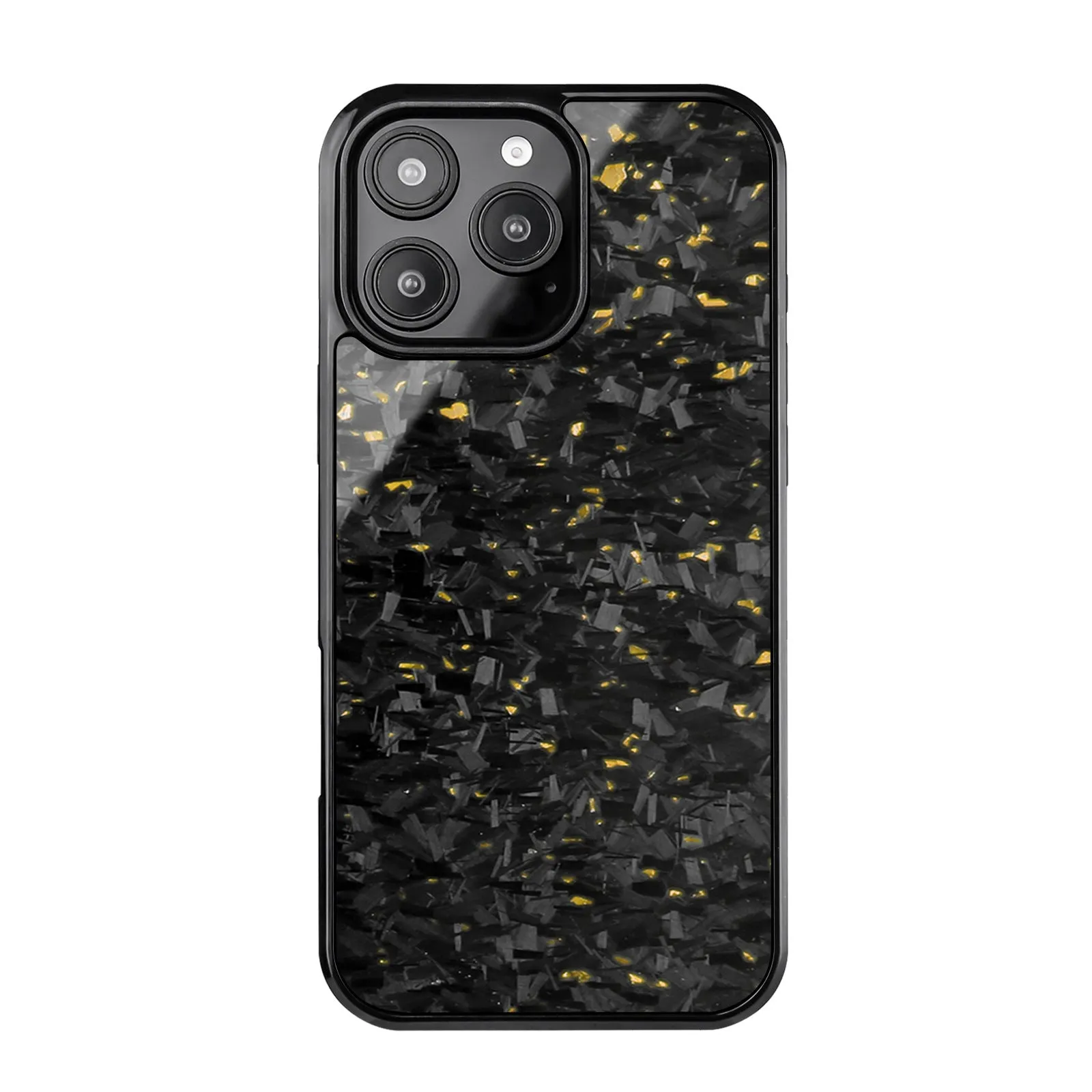 Carbon fiber magnetic forging twill phone case for iPhone 16 Pro Max, black, half-pack design showing textured surface