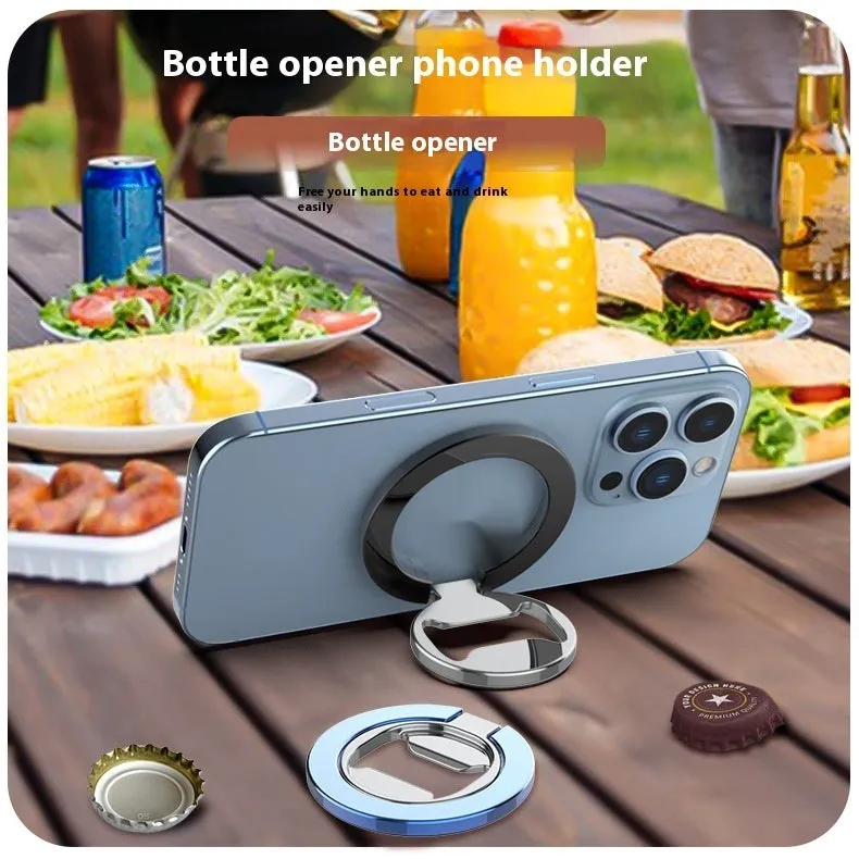 Black titanium steel metal ring magnetic adhesive phone holder desktop stand