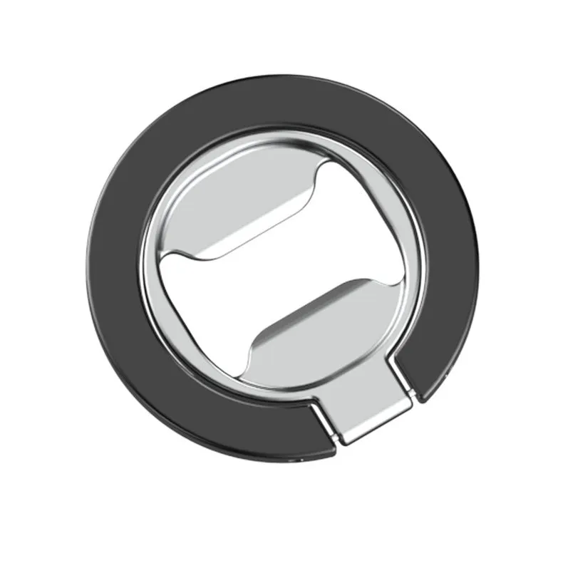 Black titanium steel metal ring magnetic adhesive phone holder desktop stand