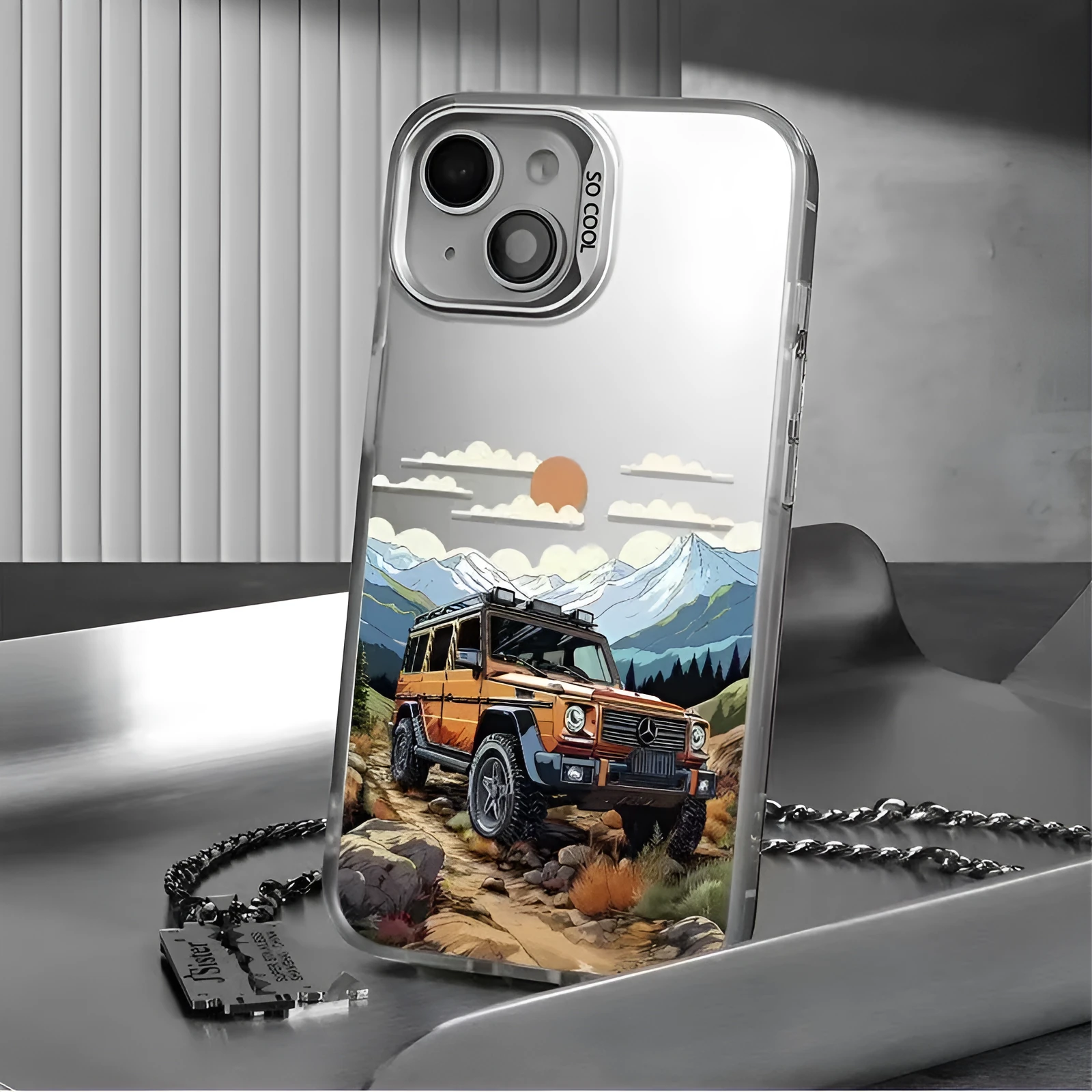 Hard PC phone case with laser stereo pattern for iPhone 15 Pro Max in black