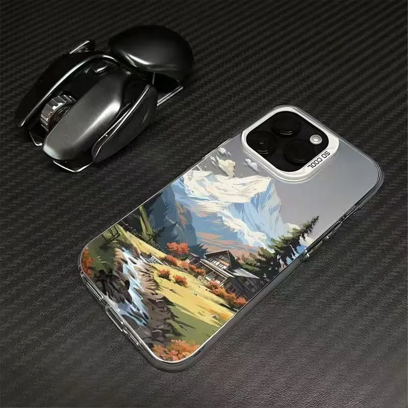 Hard PC phone case with laser stereo pattern for iPhone 15 Pro Max in black