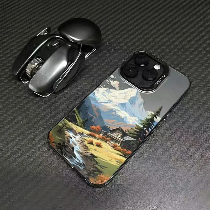 Hard PC phone case with laser stereo pattern for iPhone 15 Pro Max in black
