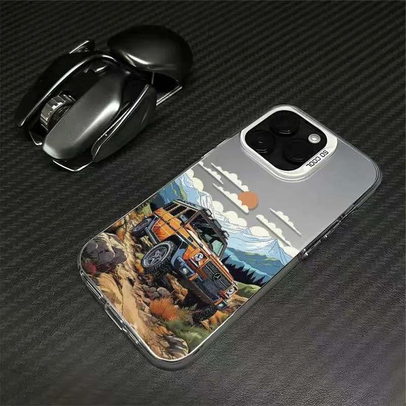 Hard PC phone case with laser stereo pattern for iPhone 15 Pro Max in black