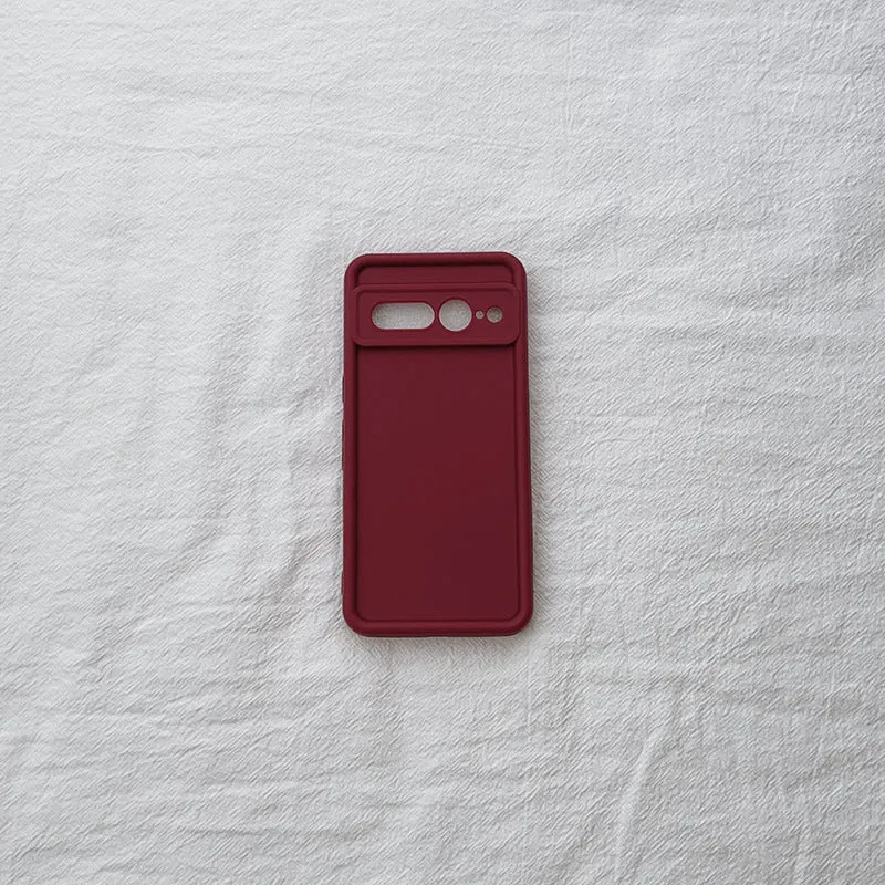 Solid colour TPU drop-resistant phone case for Google Pixel in black, pink, coffee, wine red and white